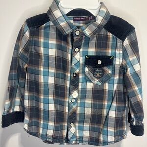 Sergent Major Western Style Flannel Plaid  Button Down Shirt Boys 9 months